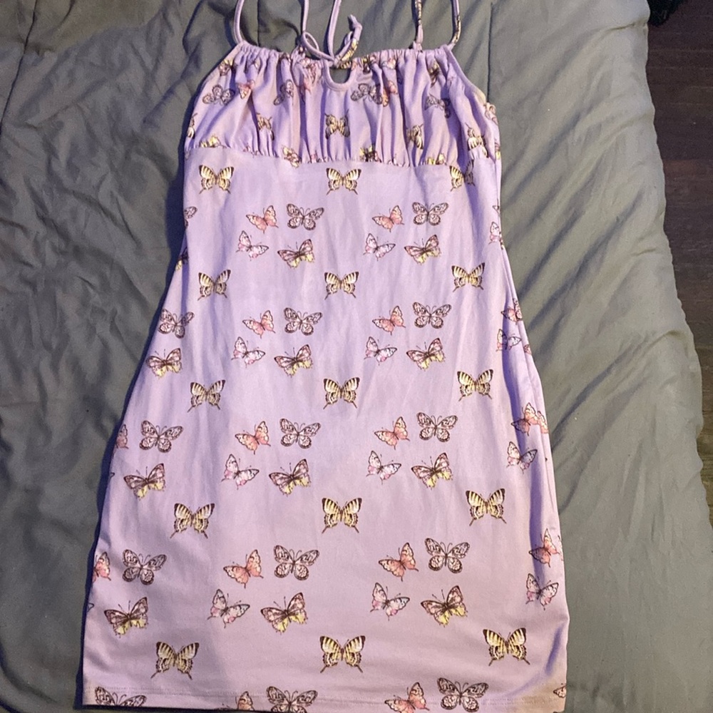 Purple butterfly dress.